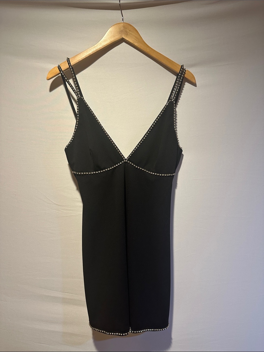 NA-KD Black Rhinestone Mini Dress